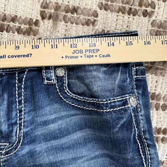 Y2K Miss Me Chloe Boot Cut Jeans Sz 30 Rhinestone Embellished Bling Back Pockets - Picture 9 of 12